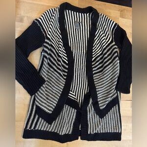 Quinn Black and White Striped Cardigan